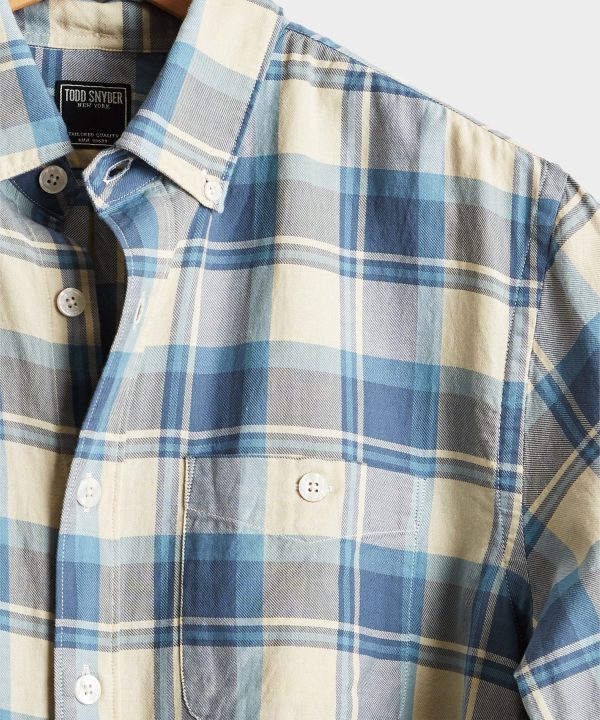 Blue and Cream Plaid Flannel Shirt Fashion