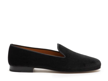 Stubbs & Wootton + Todd Snyder Black Velvet Slippers on Sale