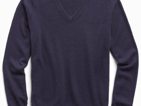 Cashmere V-neck Sweater in Navy Online now