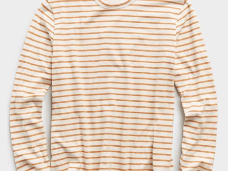 Long Sleeve Japanese Nautical Stripe Tee in Orange Hot on Sale