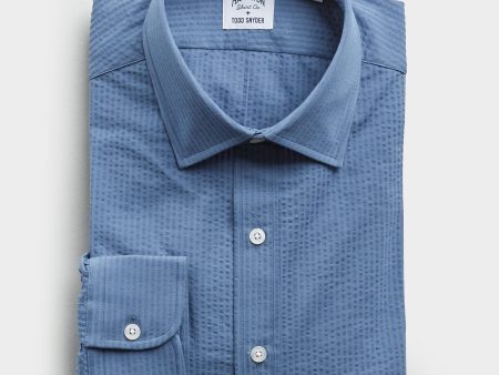 Made in the USA Hamilton + Todd Snyder Blue Puckered Shirt Sale