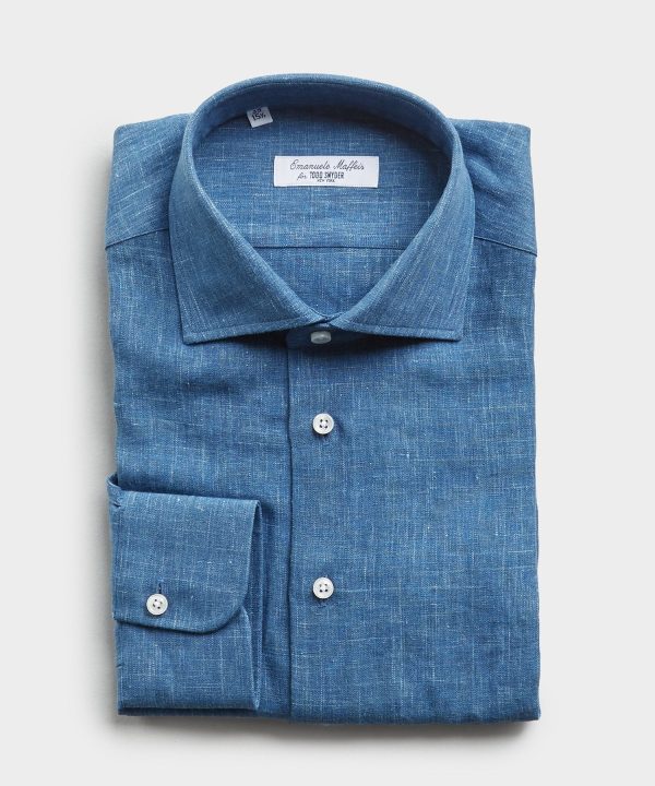 Emanuele Maffeis + Todd Snyder Denim Dress Shirt in Dark Indigo Discount