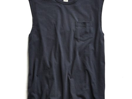 Muscle Tank in Navy For Cheap