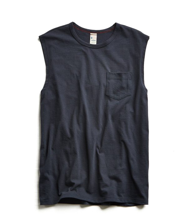 Muscle Tank in Navy For Cheap