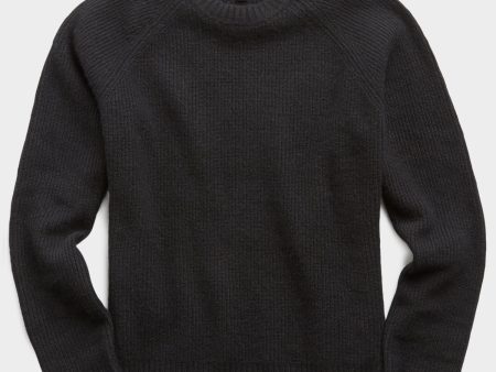 Italian Ribbed Raglan Crew in Black Online Hot Sale