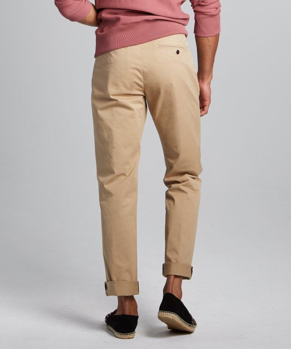 Straight Fit Tab Front Stretch Chino in Khaki Online