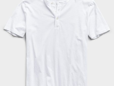 Made in L.A. Short Sleeve Jersey Henley in White Online Hot Sale