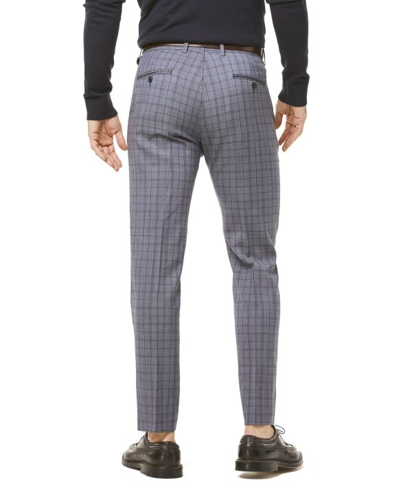 Navy and Grey Tropical Wool Plaid Sutton Suit Trouser on Sale