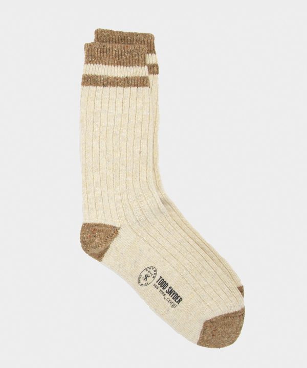 Corgi Tipped Irish Donegal Wool Socks in Ecru barley For Sale