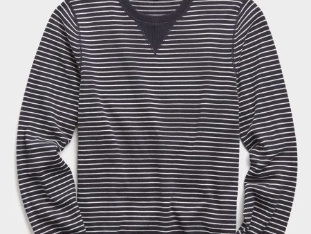 Cotton Cashmere Stripe Sweater in Navy For Discount