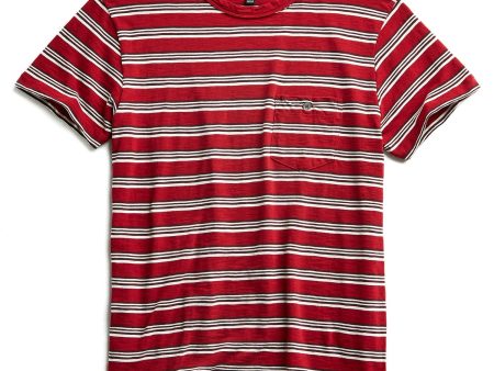 Short Sleeve Stripe T-Shirt in Red Discount