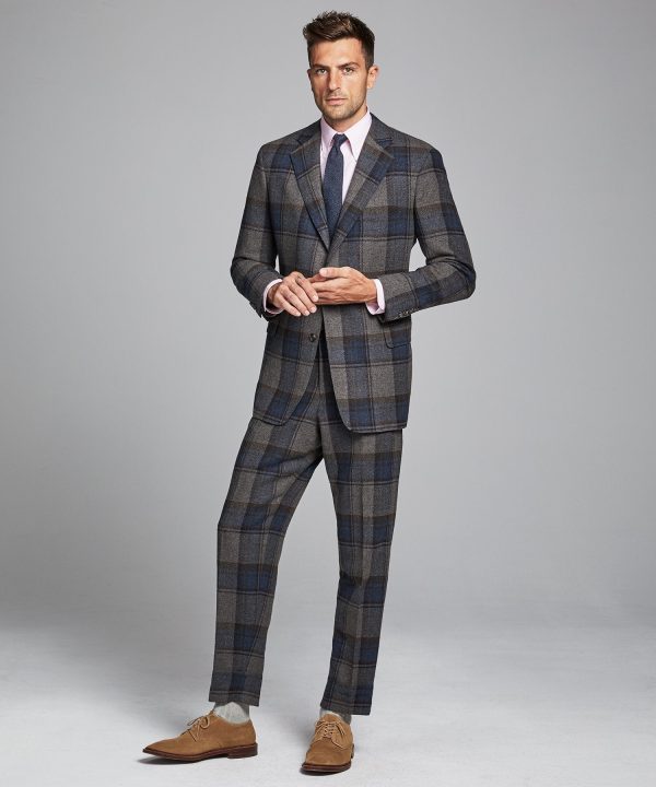 Oversized Check Sack Suit Coat in Charcoal Fashion