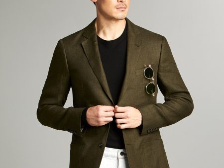 Sutton Linen Sport Coat in Olive Online now