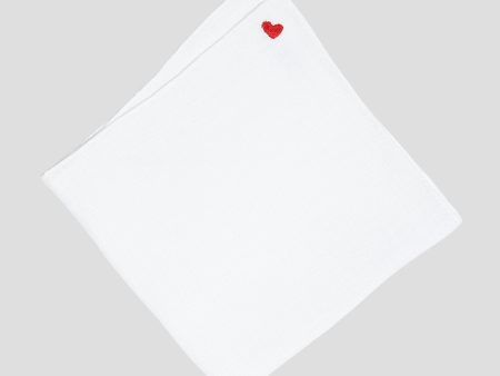 Handmade Italian Linen Pocket Square with Heart Embroidery Discount