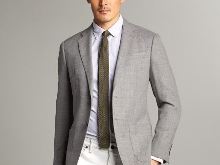 Wool Linen Basketweave Sutton Sport Coat in Grey Discount