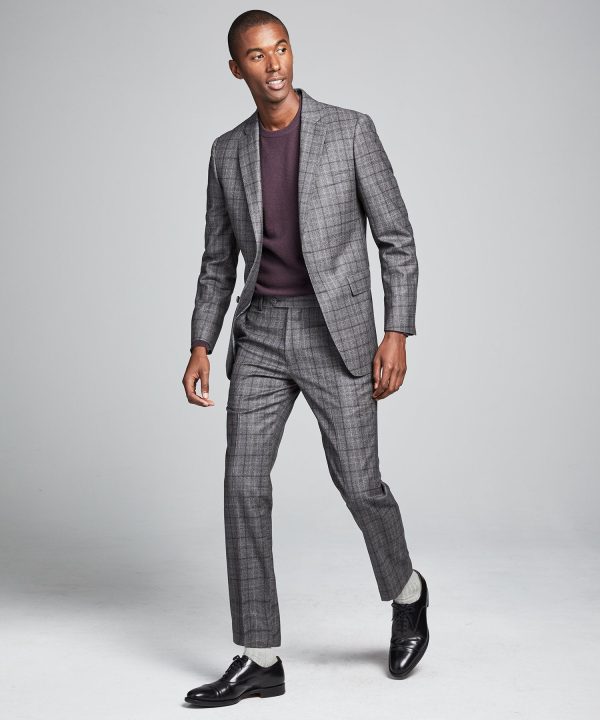 Wool Glen Plaid Sutton Suit Jacket in Grey Sale