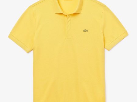 Lacoste Short Sleeve Regular Fit Stretch Cotton Paris Polo in Yellow Sale