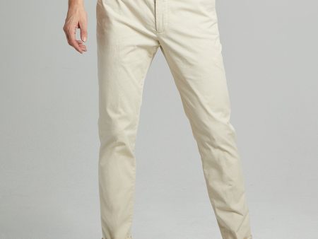 Slim Fit Tab Front Stretch Chino in Ivory Coast on Sale