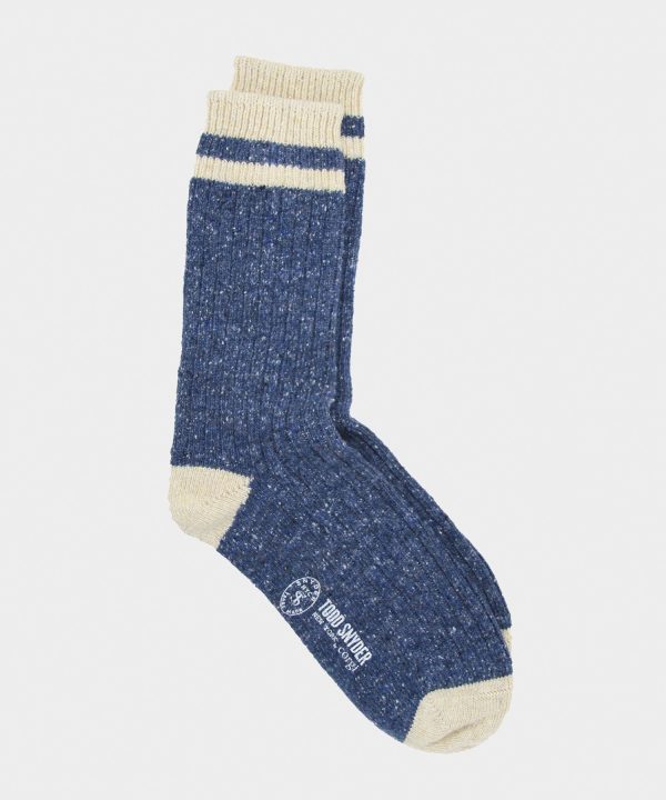 Corgi Tipped Irish Donegal Wool Socks Denim ecru For Sale