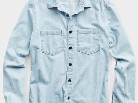 Bleach Denim Overshirt in Light Indigo Online Hot Sale