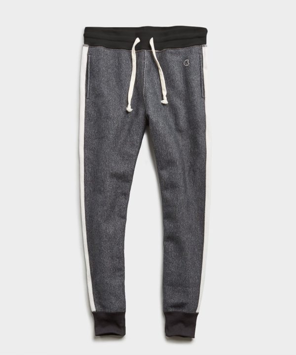 Champion Side Stripe Slim Sweatpant in Dark Charcoal Pepper Hot on Sale