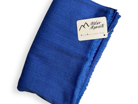 Atelier Alpiniste Cashmere Blanket Herringbone royal blue Cheap