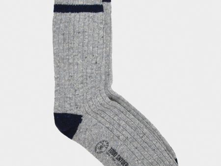 Corgi Tipped Irish Donegal Wool Socks in Silver navy Online now