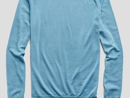 John Smedley Easy Fit Crewneck Merino Sweater in Glimpse Blue Cheap