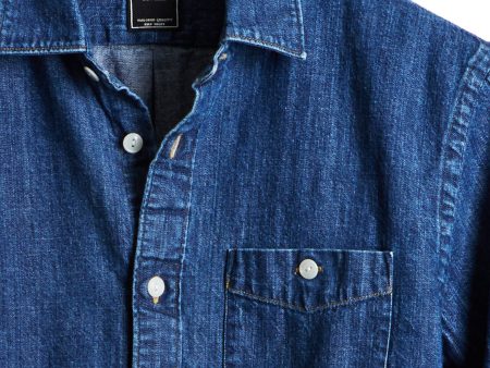 Indigo Denim Button Down Shirt For Cheap