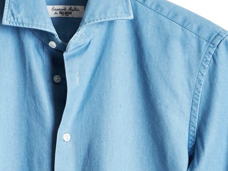 Emanuele Maffeis + Todd Snyder Denim Spread Collar Shirt Sale