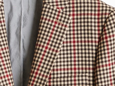 Red and Brown Check Sutton Suit Jacket For Cheap