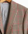 Red and Brown Check Sutton Suit Jacket For Cheap