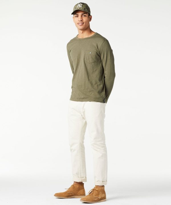 Made in L.A. Slub Jersey Long Sleeve T-Shirt in Olive Online Hot Sale