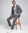 Wool Chalk Stripe Sutton Suit Jacket in Charcoal Online