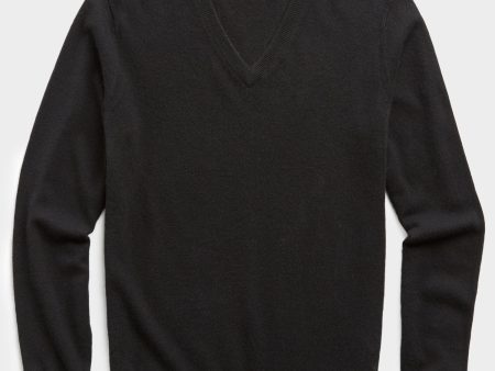 Cashmere V-neck Sweater in Black Discount