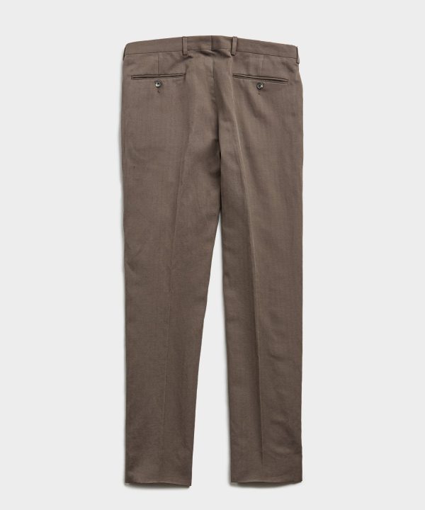 Herringbone Linen Sack Suit Trouser in Brown For Cheap