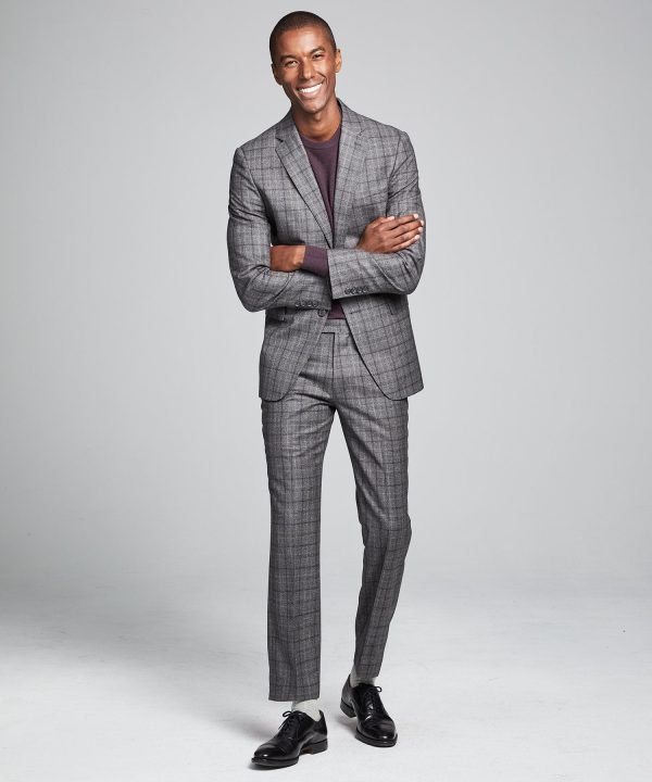 Wool Glen Plaid Sutton Suit Jacket in Grey Sale