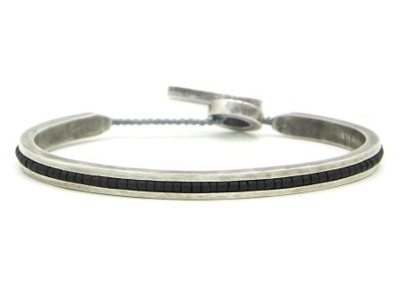 M. Cohen Square Bangle Cuff With Black Beads Online