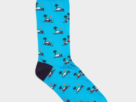 Corgi Camper Van Sock In Teal Hot on Sale