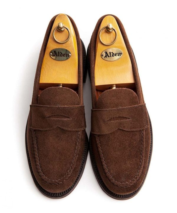 Alden Dark Brown Suede Penny Loafer Fashion