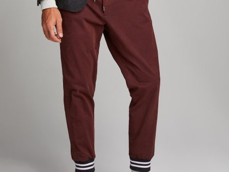 Cotton Chino Jogger in Deep Burgundy For Cheap