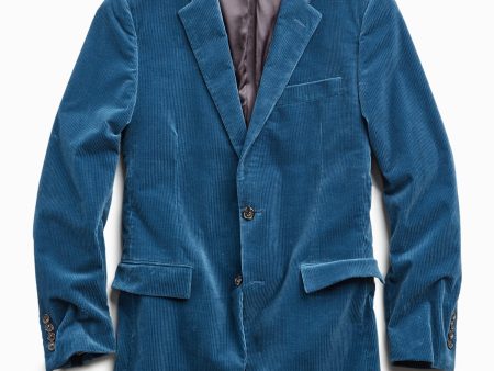 Italian Stretch Cord Sutton Suit Jacket in Teal Online