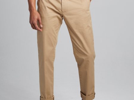 Straight Fit Tab Front Stretch Chino in Khaki Online