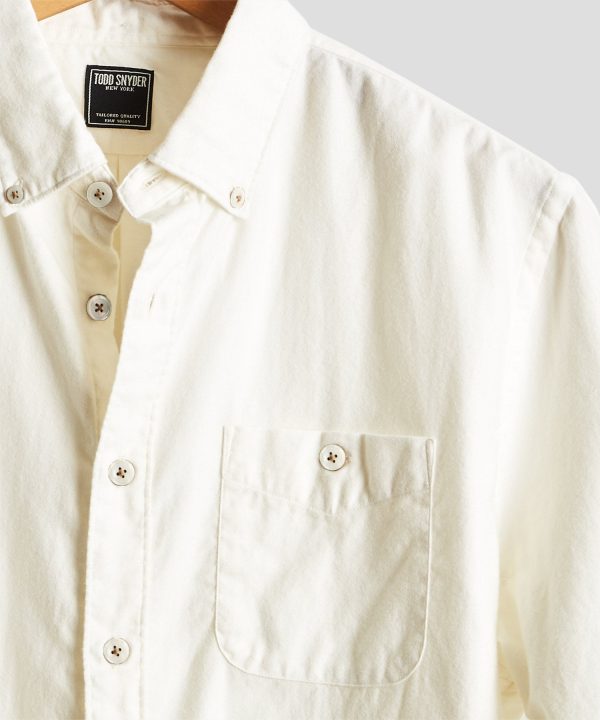 Brushed Cotton Cashmere Twill Shirt in Ivory Online Hot Sale