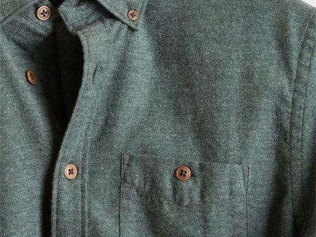 Brushed Cotton Cashmere Twill Shirt in Olive For Sale