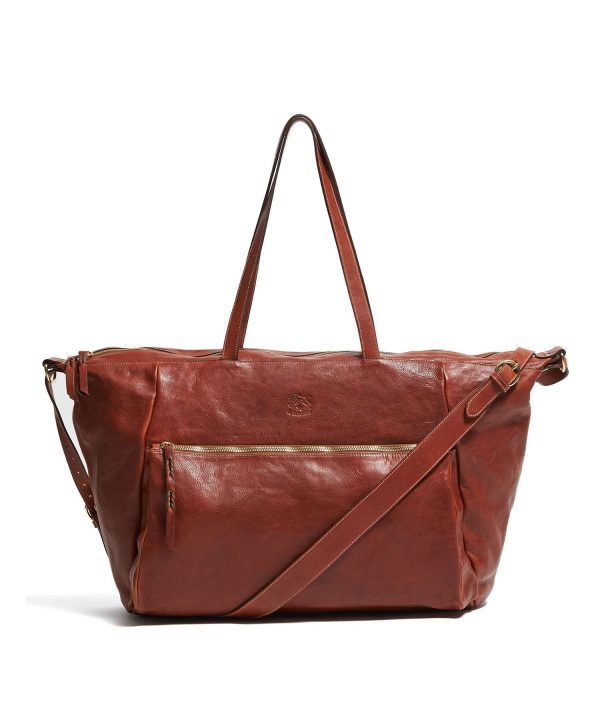 Il Bisonte Cowhide Travel Bag in Brown For Sale