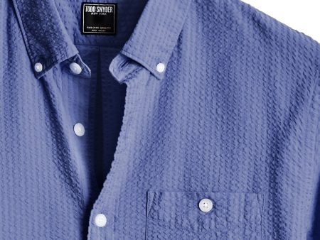 Garment Dyed Button Down Seersucker in Blue Cheap