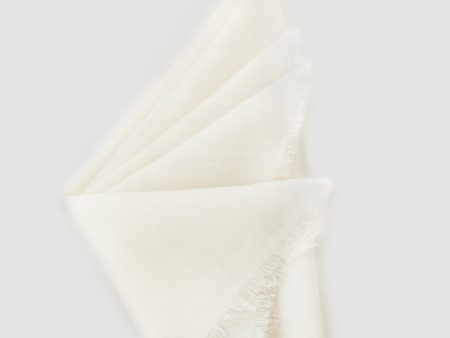 From The Road Marici Cashmere Pocket Square in Bone on Sale