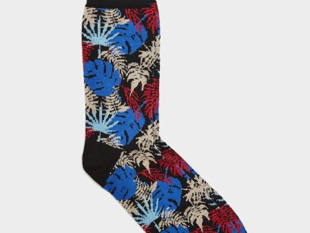 Corgi Fan Leaf Floral Sock In Black Discount