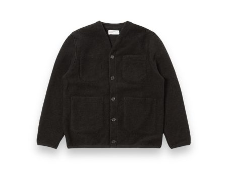 Universal Works Cardigan 31405 black wool fleece For Cheap